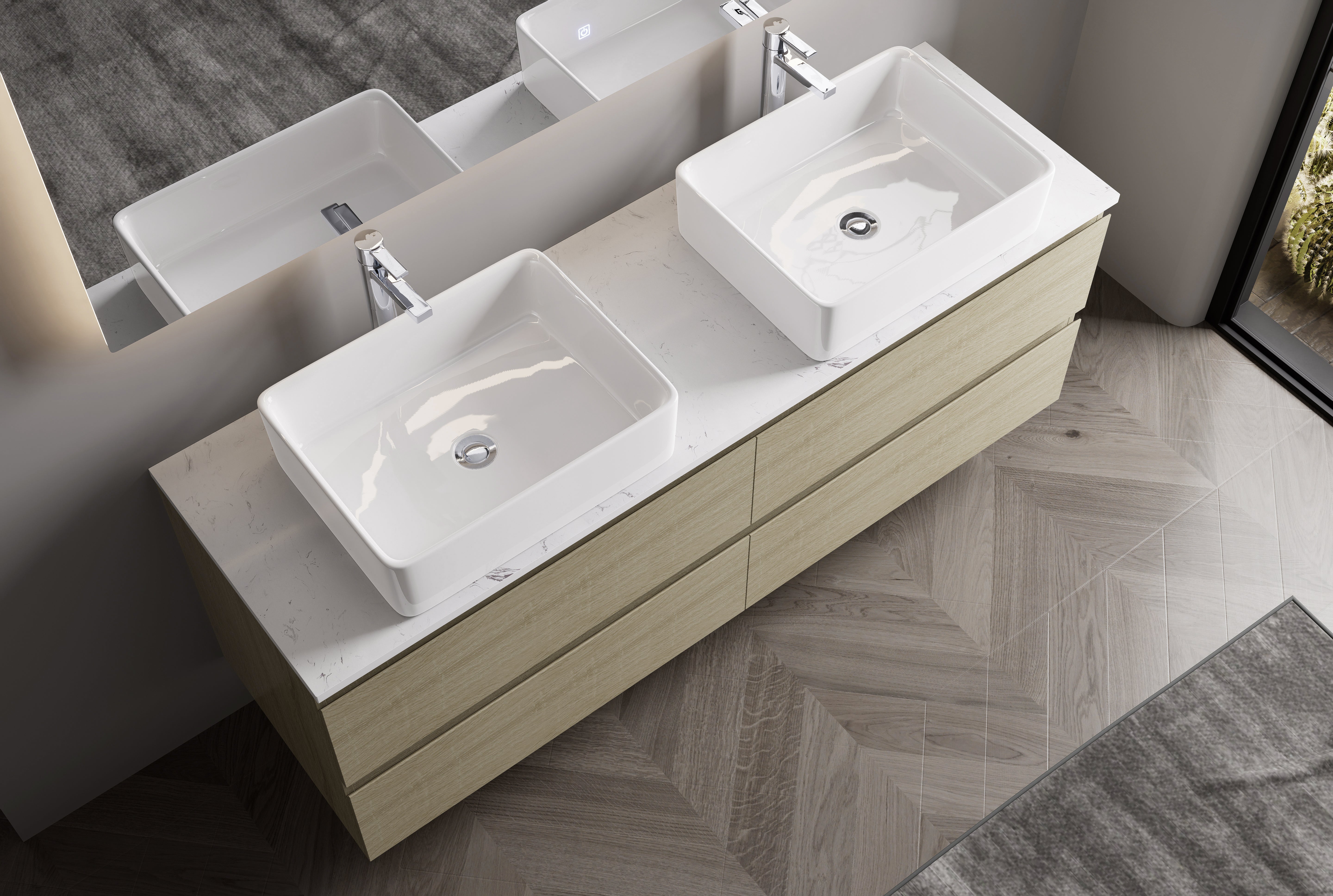 Nora Modena Wall-Hung Vanity North American Oak W1780*D455*H520 (RBV-1008MCLO1800)