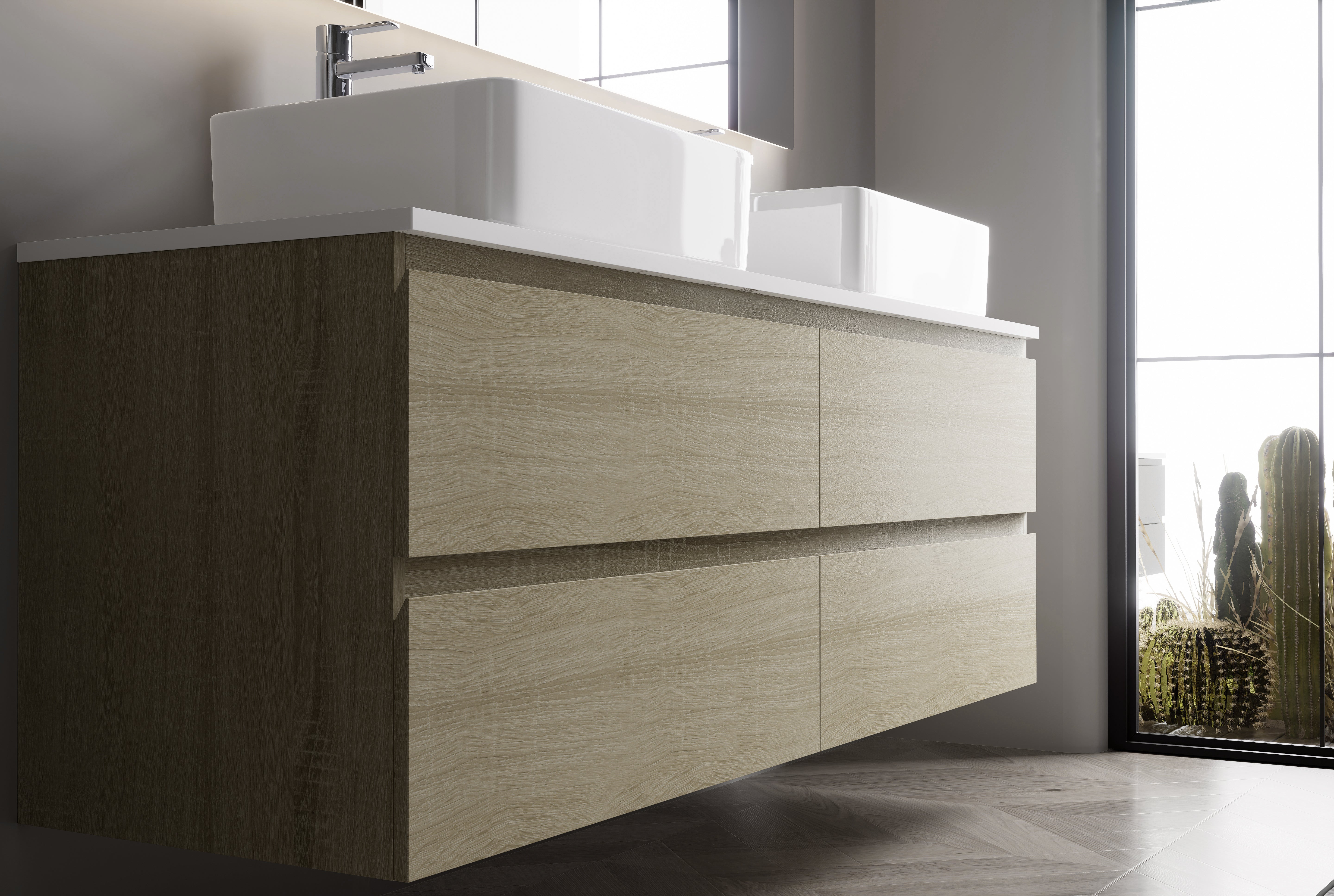 Nora Modena Wall-Hung Vanity North American Oak W1780*D455*H520 (RBV-1008MCLO1800)
