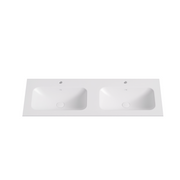Nora Bianca Artificial Stone Vanity Top with Overflow Double Bowl Gloss White 1200mm (BAS-GW1200D)