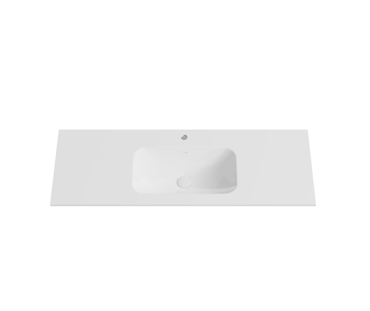 Nora Bianca Artificial Stone Vanity Top with Overflow Gloss White 1200mm (BAS-GW1200)