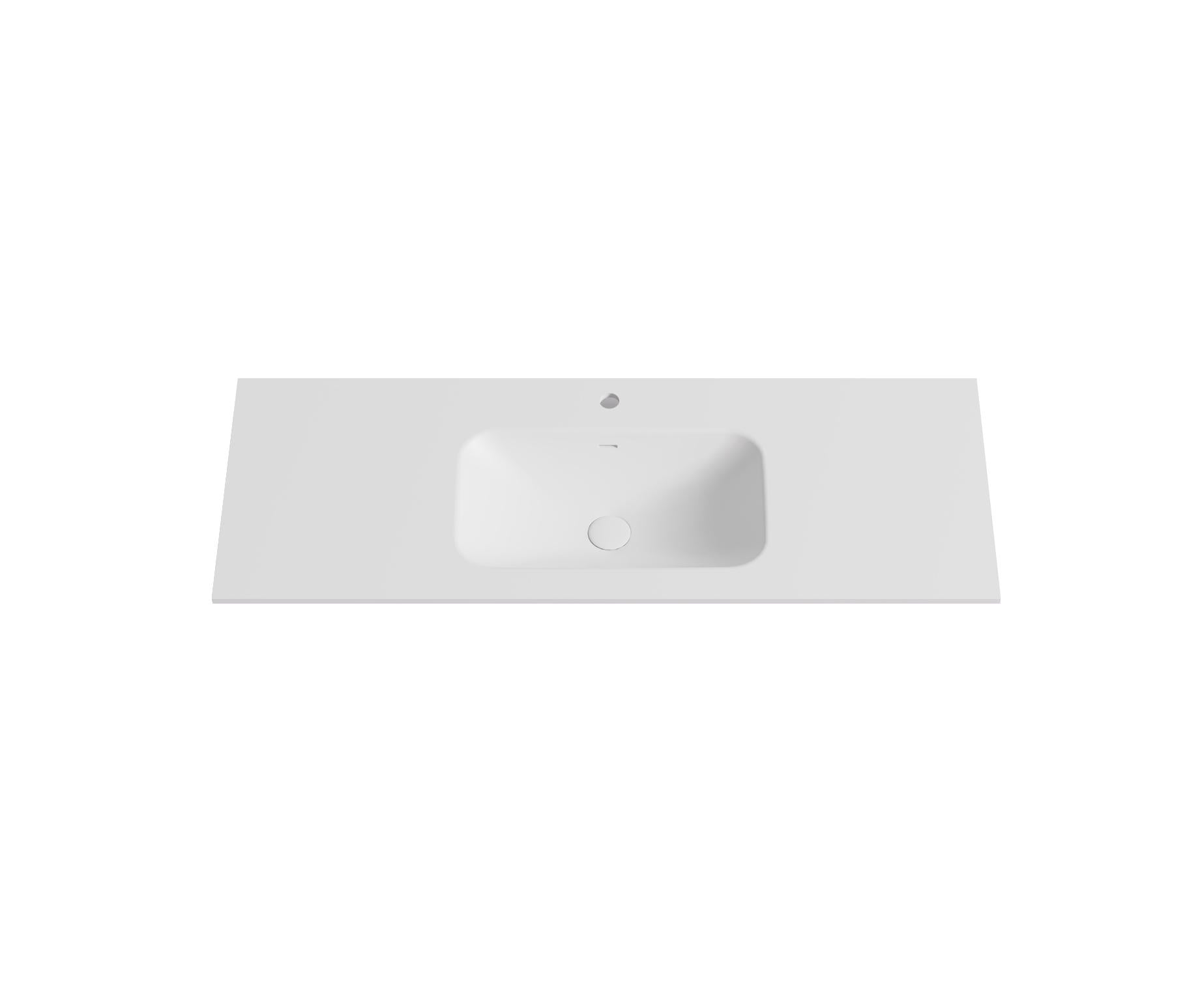 Nora Bianca Artificial Stone Vanity Top with Overflow Matt White 1200mm (BAS-MW1200)