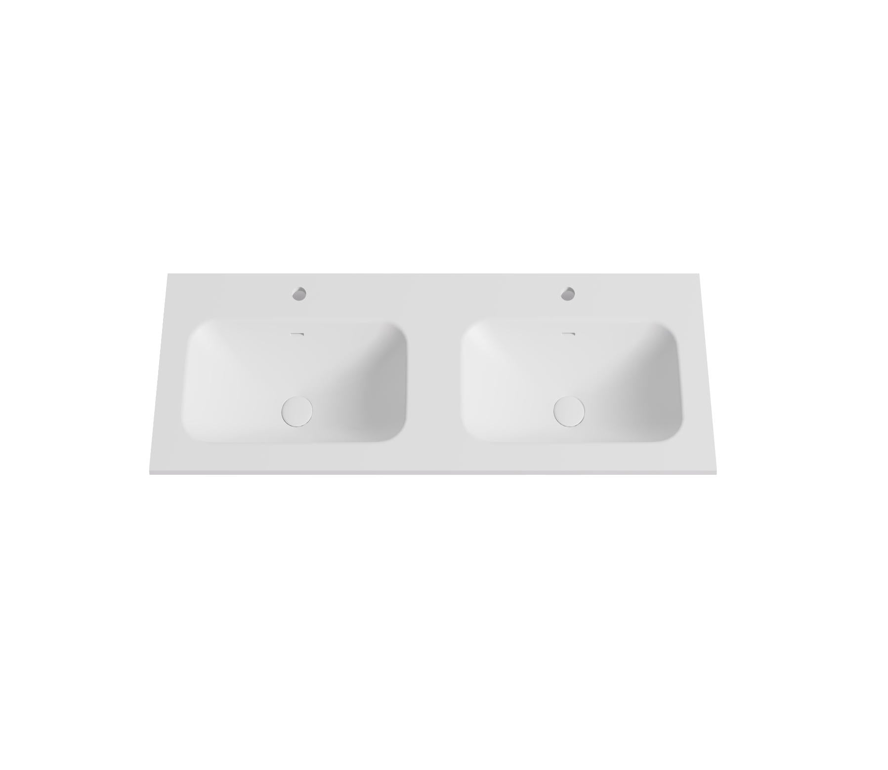 Nora Bianca Artificial Stone Vanity Top with Overflow Double Bowl Matt White 1200mm (BAS-MW1200D)