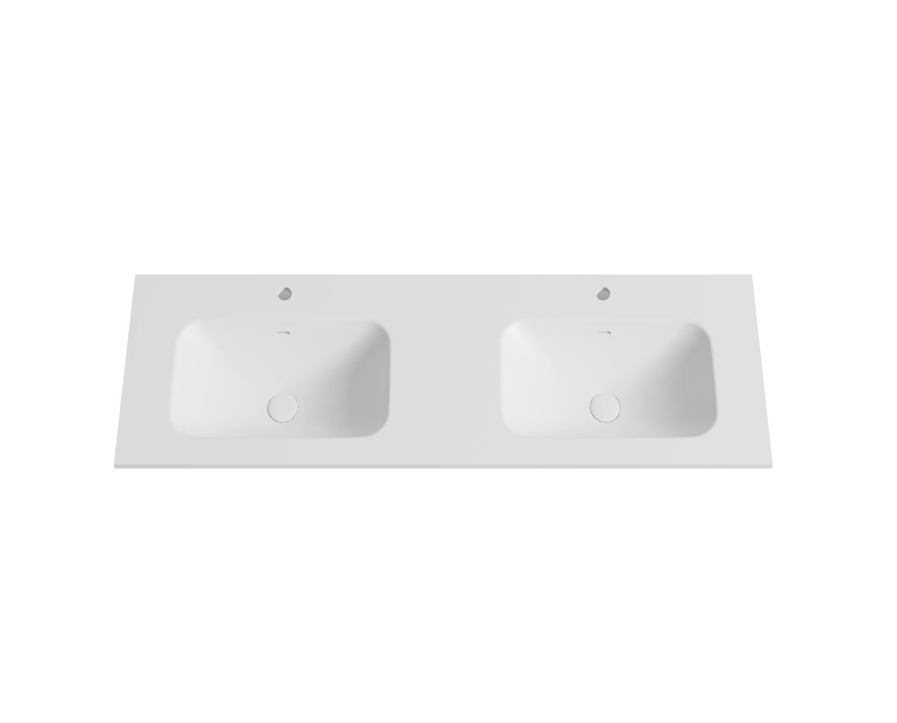 Nora Bianca Artificial Stone Vanity Top with Overflow Double Bowl Matt White 1500mm (BAS-MW1500D)