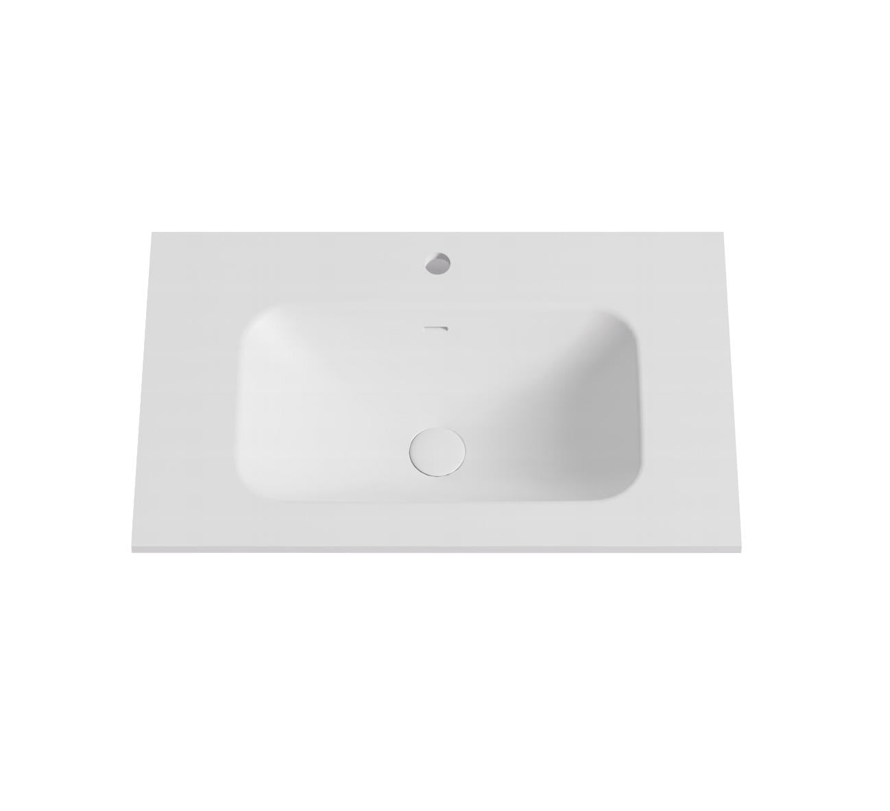 Nora Bianca Artificial Stone Vanity Top with Overflow Matt White 750mm (BAS-MW750)