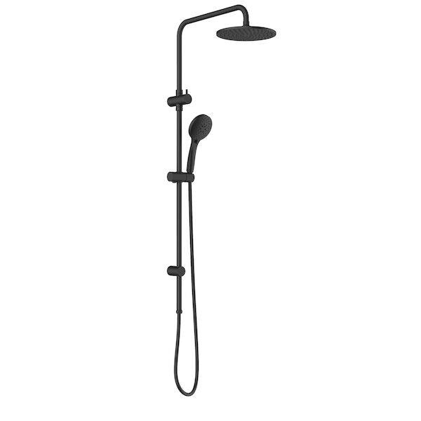 Caroma Basis Round Rail Shower with Overhead - Black (BAS033B3A)