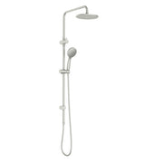 Caroma Basis Round Rail Shower with Overhead (4 Star)- Brushed Nickel