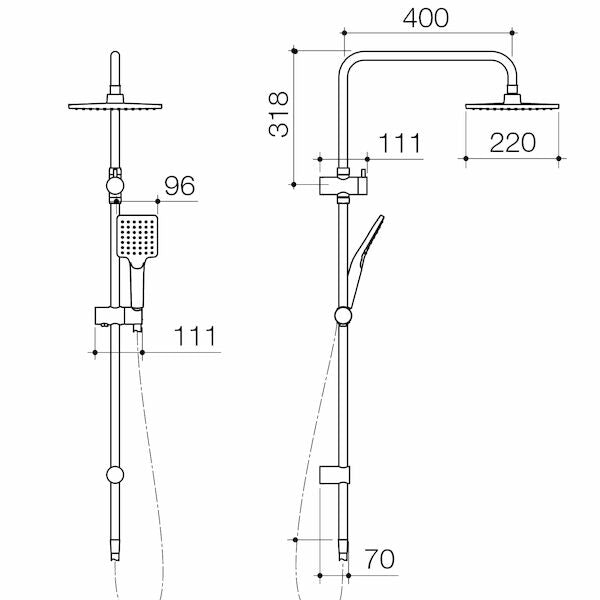 Caroma Basis Square Rail Shower with Overhead (4 Star)- Black (BAS036B4E)
