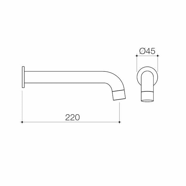 Caroma Basis Wall Basin/Bath Outlet 220mm Chrome (BAS046C5AF)