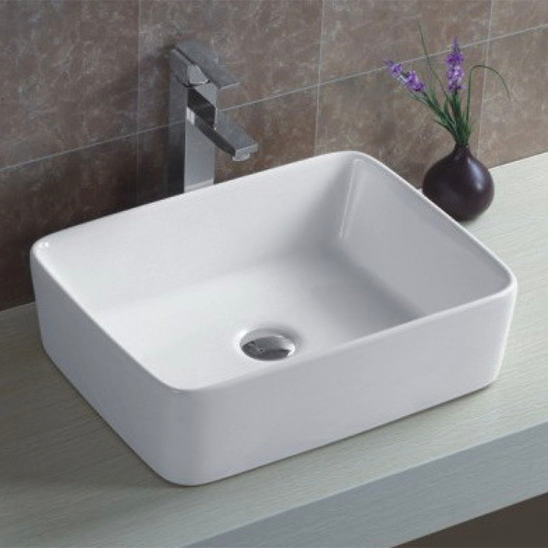 Nora Cubo Ceramic Rectangle Vessel Basin without Overflow Gloss White W480*D370*H130mm (BS7050)