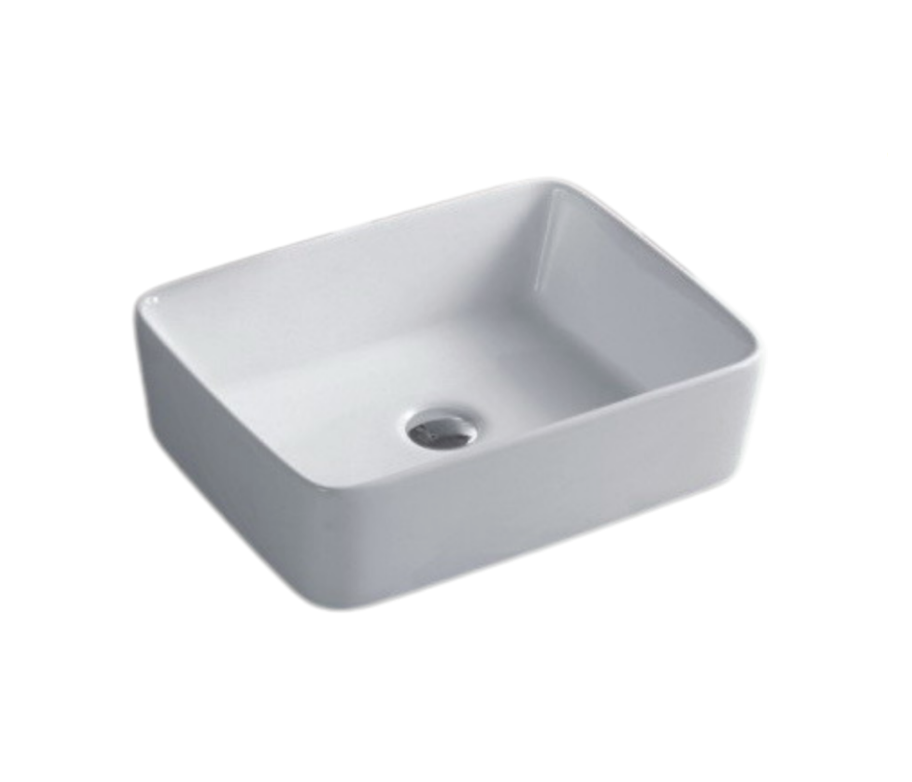 Nora Cubo Ceramic Rectangle Vessel Basin without Overflow Gloss White W480*D370*H130mm (BS7050)