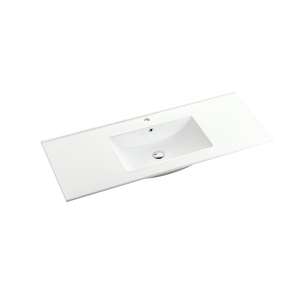 Nora Rettangolo Ceramic Vanity Top with Overflow Single Gloss White 1200mm (BS9120E)