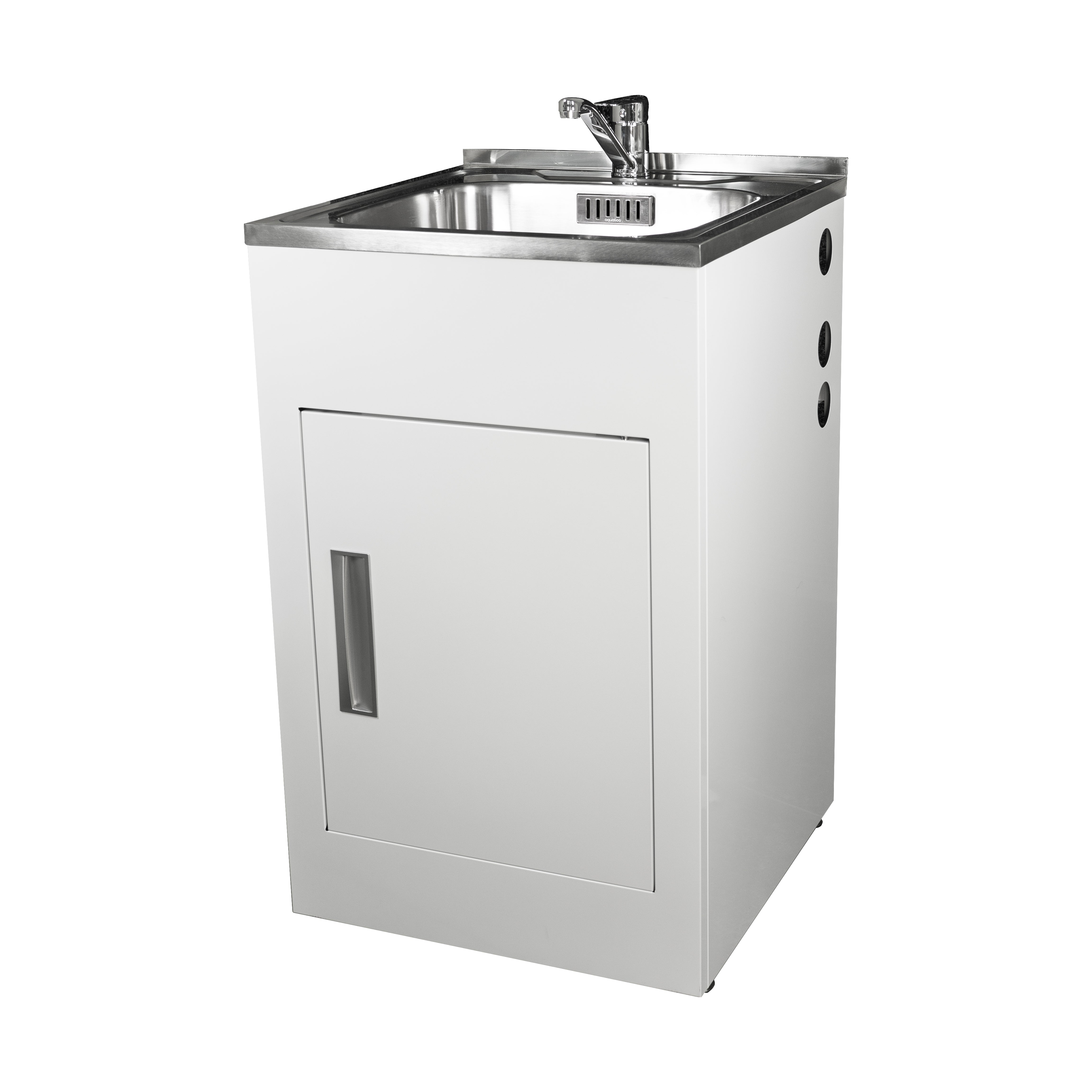 Aquatica Laundry Tub 560mm, Door Model, Chrome Techline Sink Mixer All Pressure (CLUBTUB560 TL AP SF)