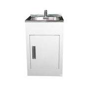 Aquatica Laundry Tub 560mm, Door Model, Chrome Techline Sink Mixer All Pressure (CLUBTUB560 TL AP SF)