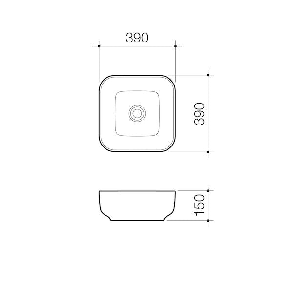 Caroma Tribute Above Counter Basin - Square 390mm (874400W)