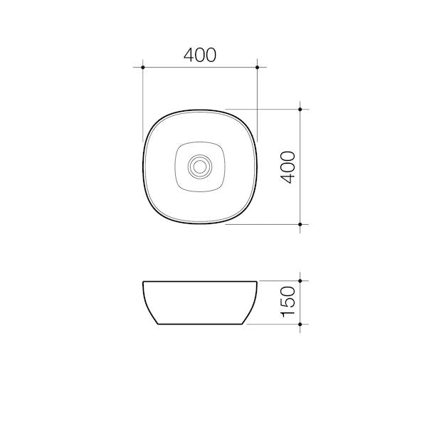 Caroma Tribute Above Counter Basin - Curved Square 400mm (874800W)