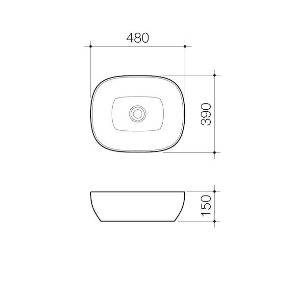 Caroma Tribute Above Counter Basin - 480mm Curved Rectangle (874900W)