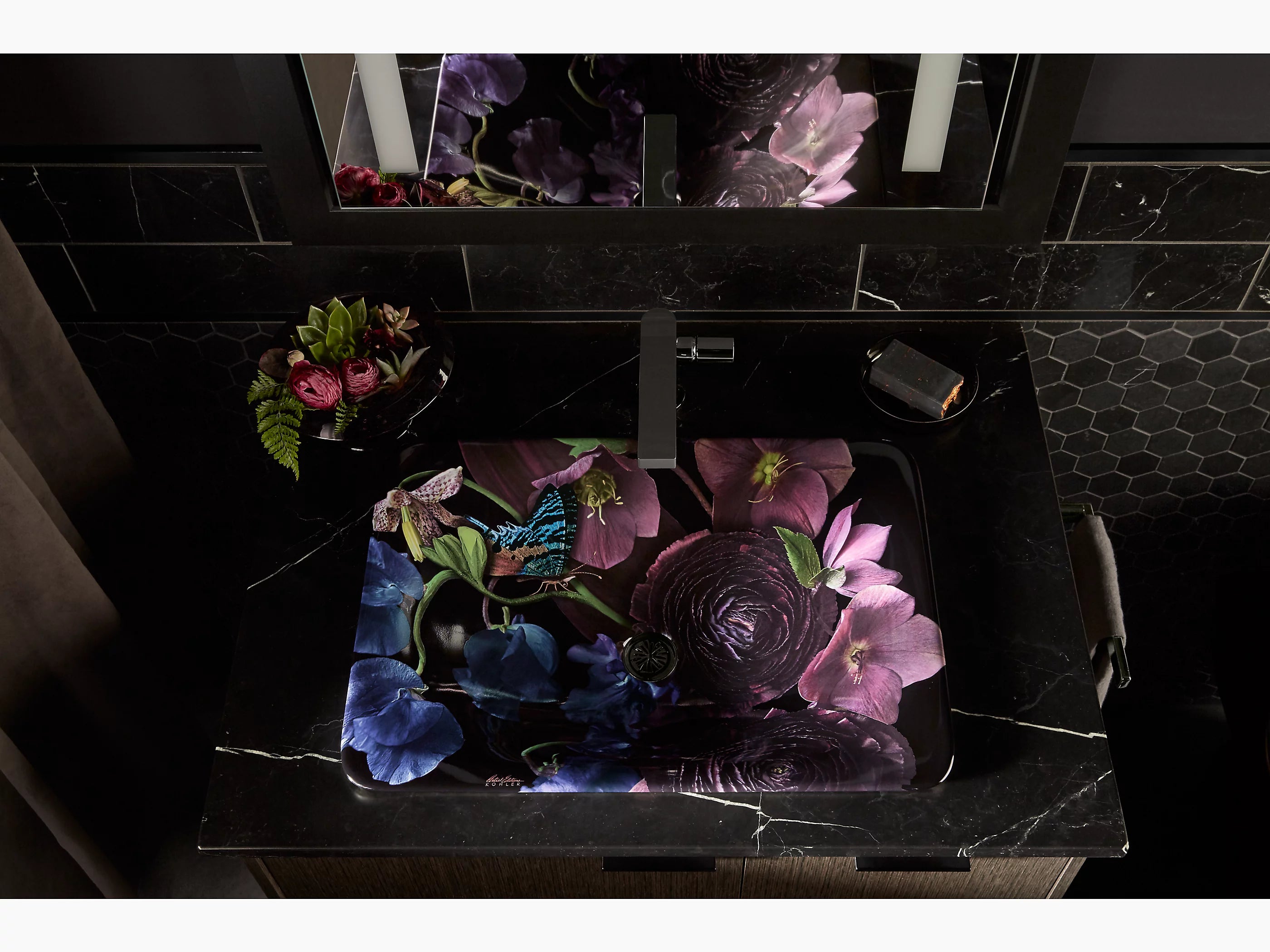 Kohler Dutchmaster Rectangular Vessel Basin Midnight Floral (30334-DM2-0)
