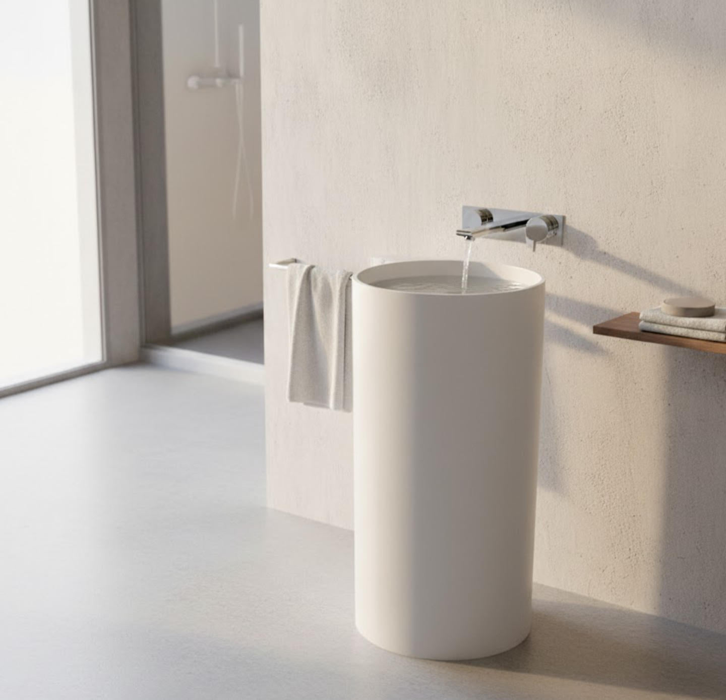 Nora Venezia Solid Surface Free Standing Basin Matt White (FA08-2)