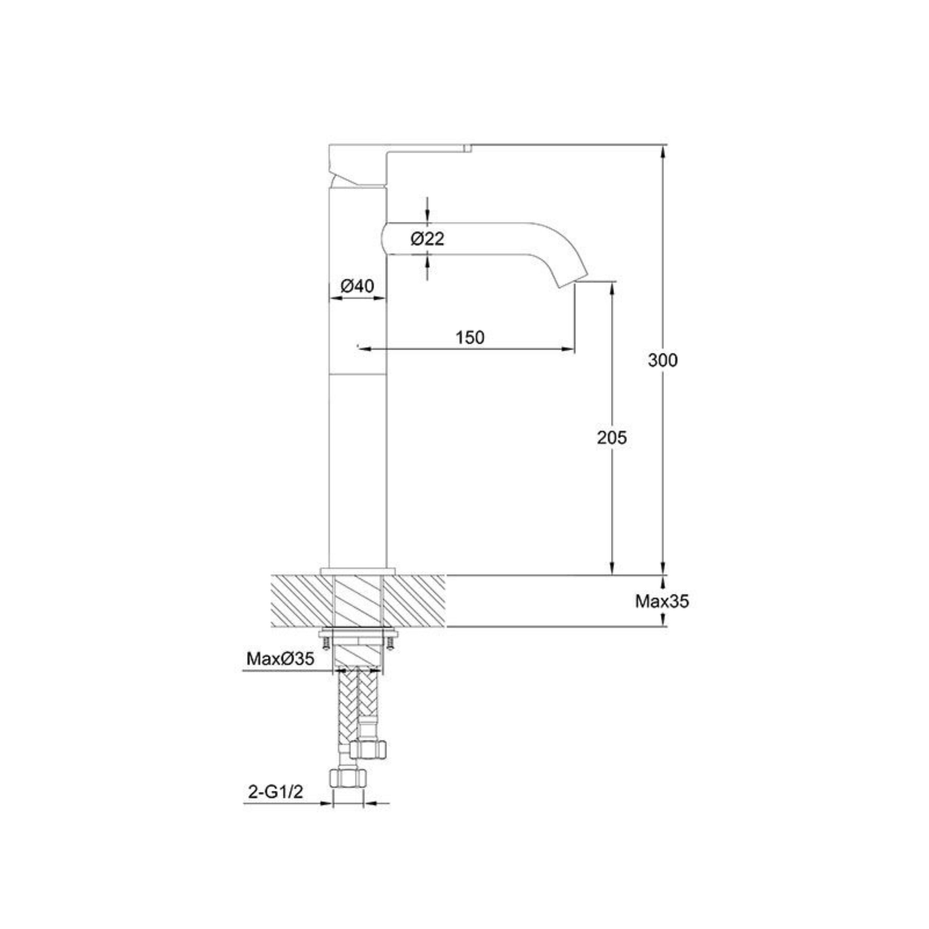 Waterware Loft Tall Basin Mixer Gunmetal (FWLO8268GM)