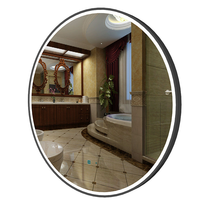 Nora Round LED Mirror Φ800*D40mm with Demister Matte Black (JM-SQ800MB)