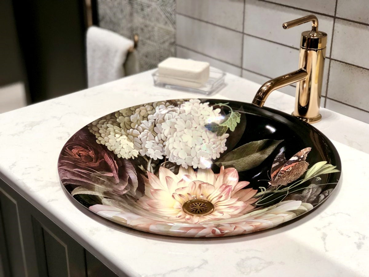 Kohler Dutchmaster Round Vessel Basin Blush Floral (30333-DM1-0)