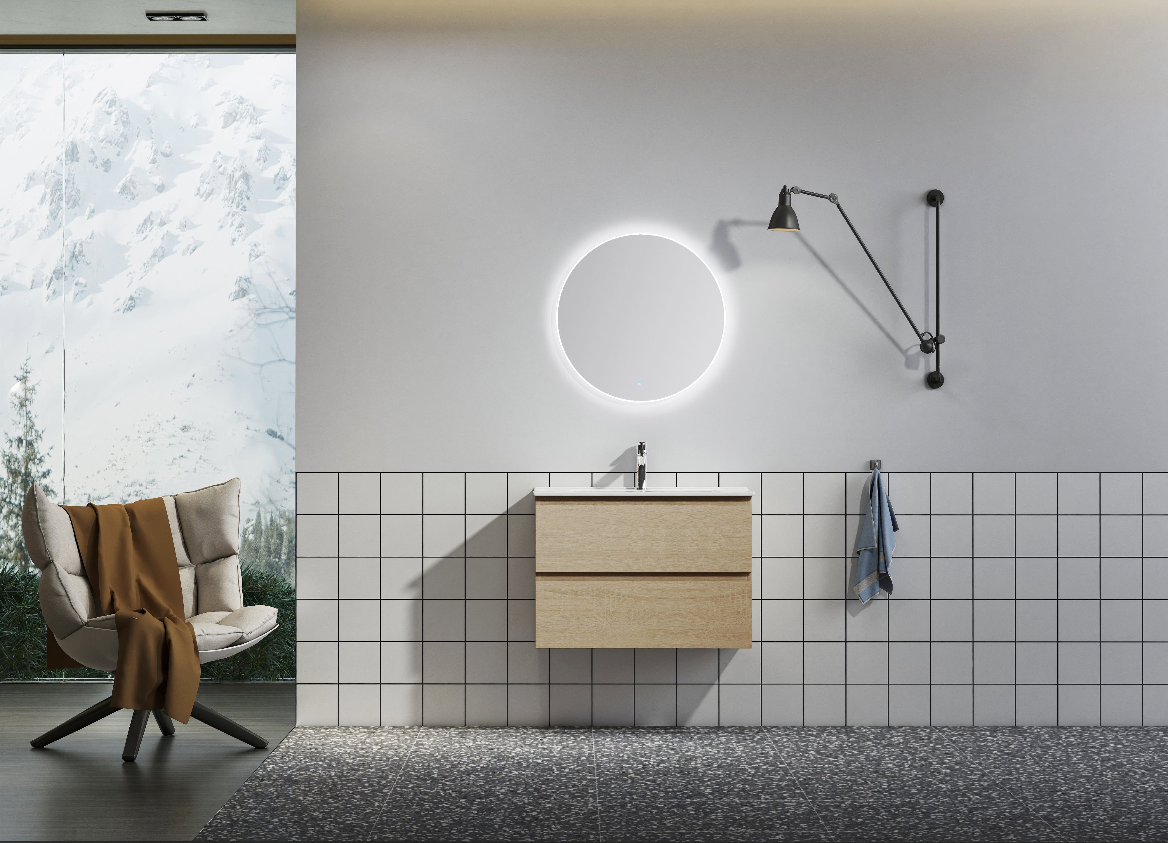 Nora Modena Wall-Hung Vanity North American Oak W890*D455*H520 (RBV-1008MCLO900)