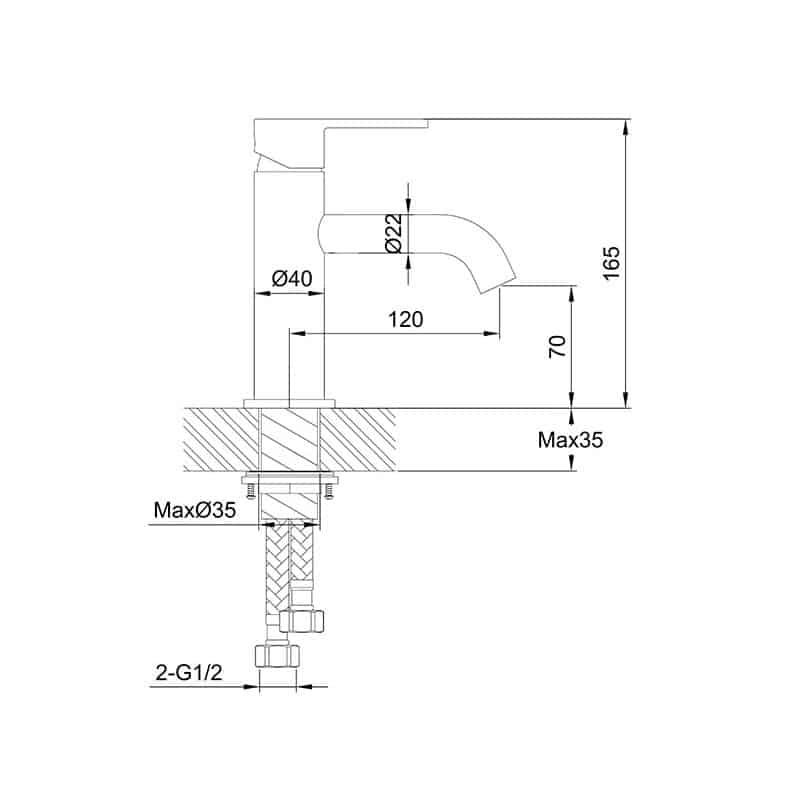 Waterware Loft Standard Basin Mixer (165mm) Gunmetal (FWLO8228GM)