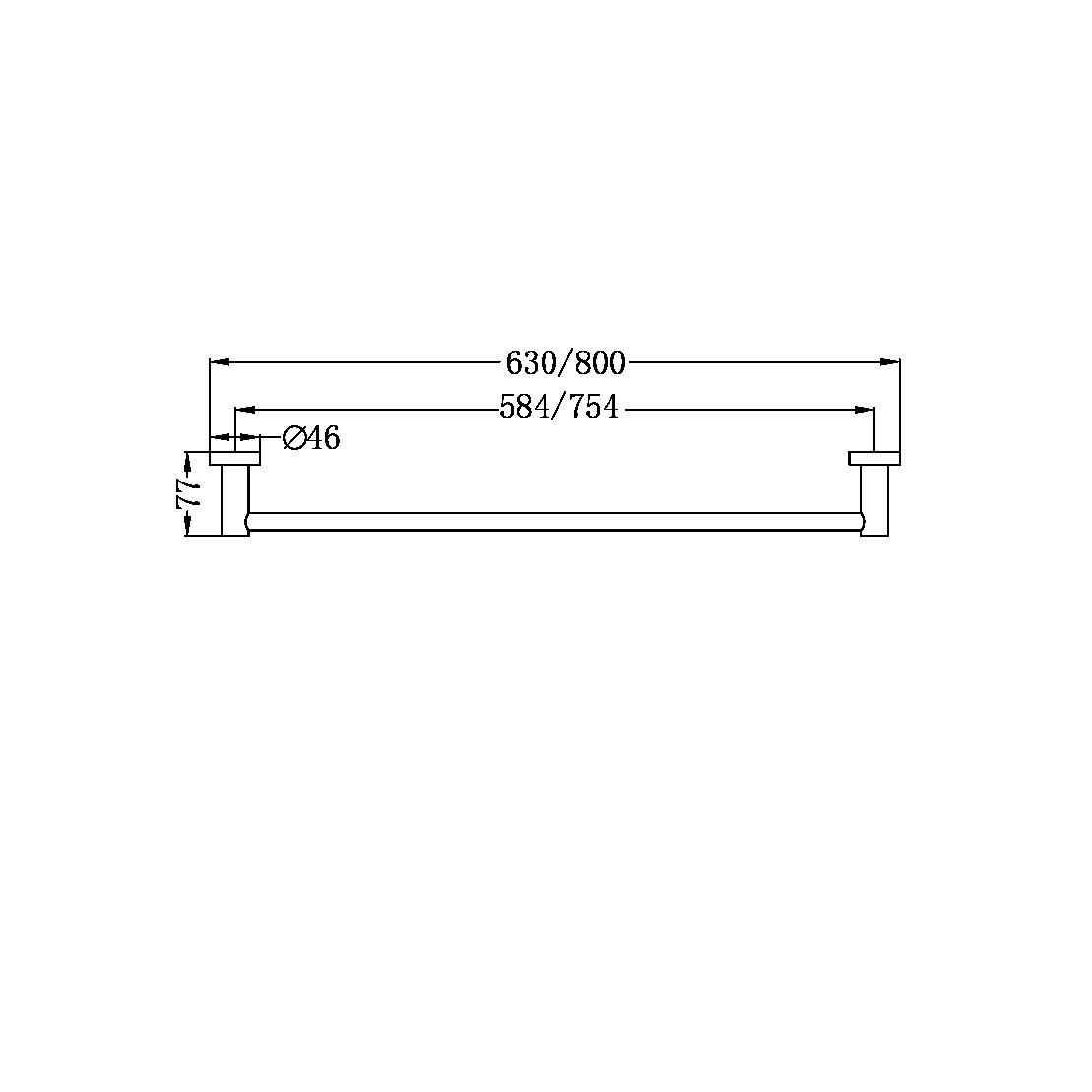 Nero Mecca Single Towel Rail 600mm Matte Black (NR1924MB)