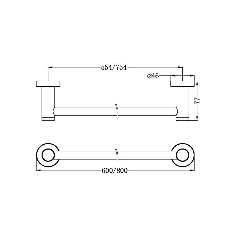 Nero Dolce II Single Towel Rail 800mm Brushed Gold (NR2030BG)