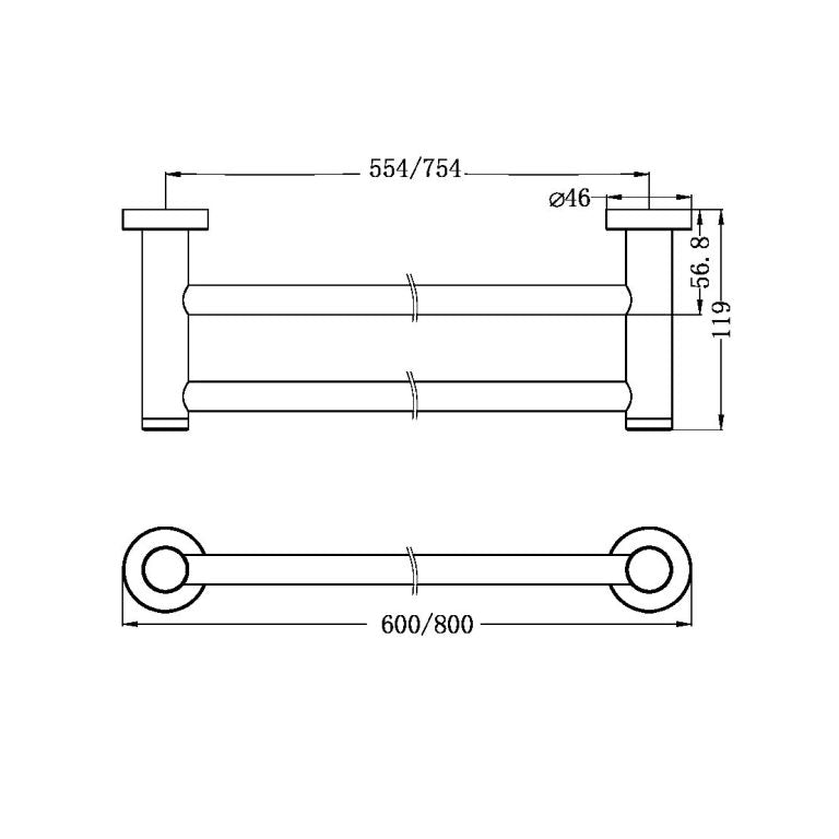 Nero Dolce II Double Towel Rail 600mm Gun Metal (NR2024DGM)