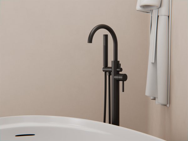 Nero Mecca Round Freestanding Mixer With Hand Shower Matte Black (NR210903AMB)