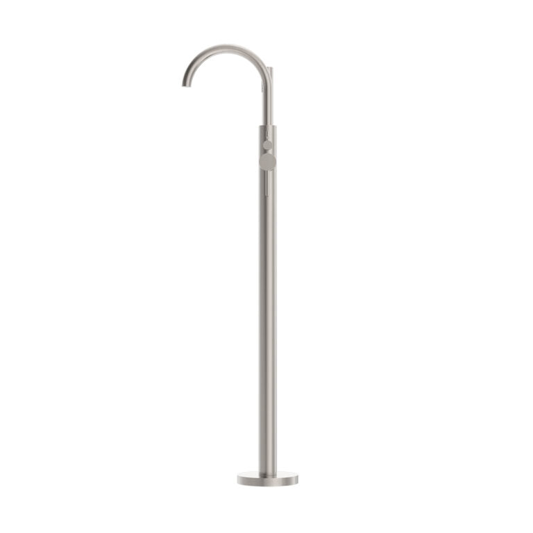 Nero Mecca Round Freestanding Mixer With Hand Shower Brushed Nickel (NR210903ABN)