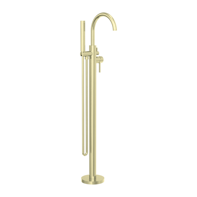 Nero Mecca Round Freestanding Mixer With Hand Shower Brushed Gold (NR210903ABG)