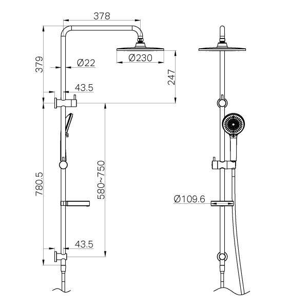 Nero Builder Project Twin Shower Set Matte Black (NR232105MB)