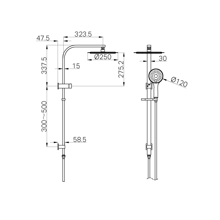 Nero Bianca Twin Shower Chrome (NR250805CCH)