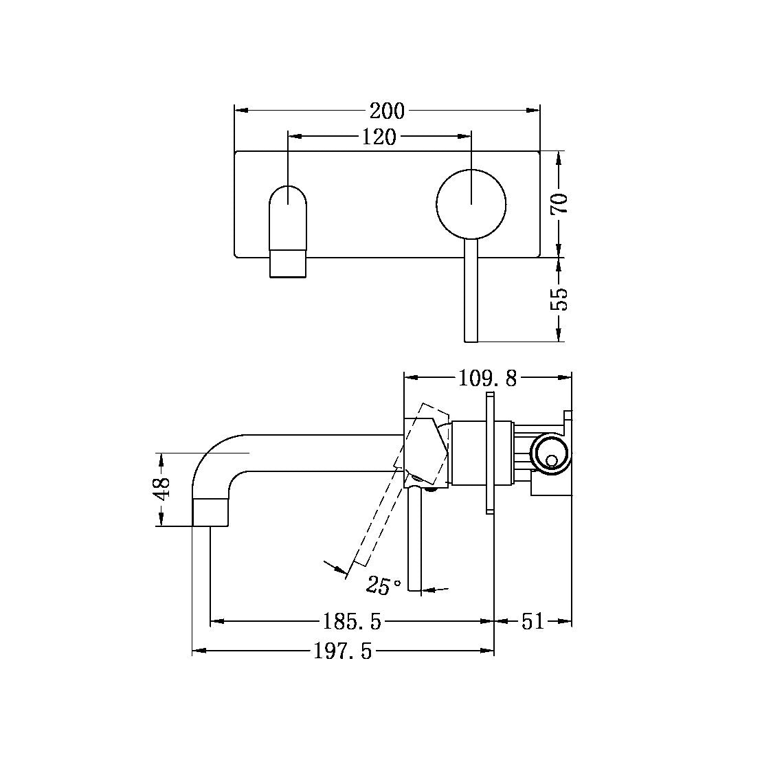 Nero Dolce Wall Basin/Bath Mixer Brushed Nickel (NR250810BBN)