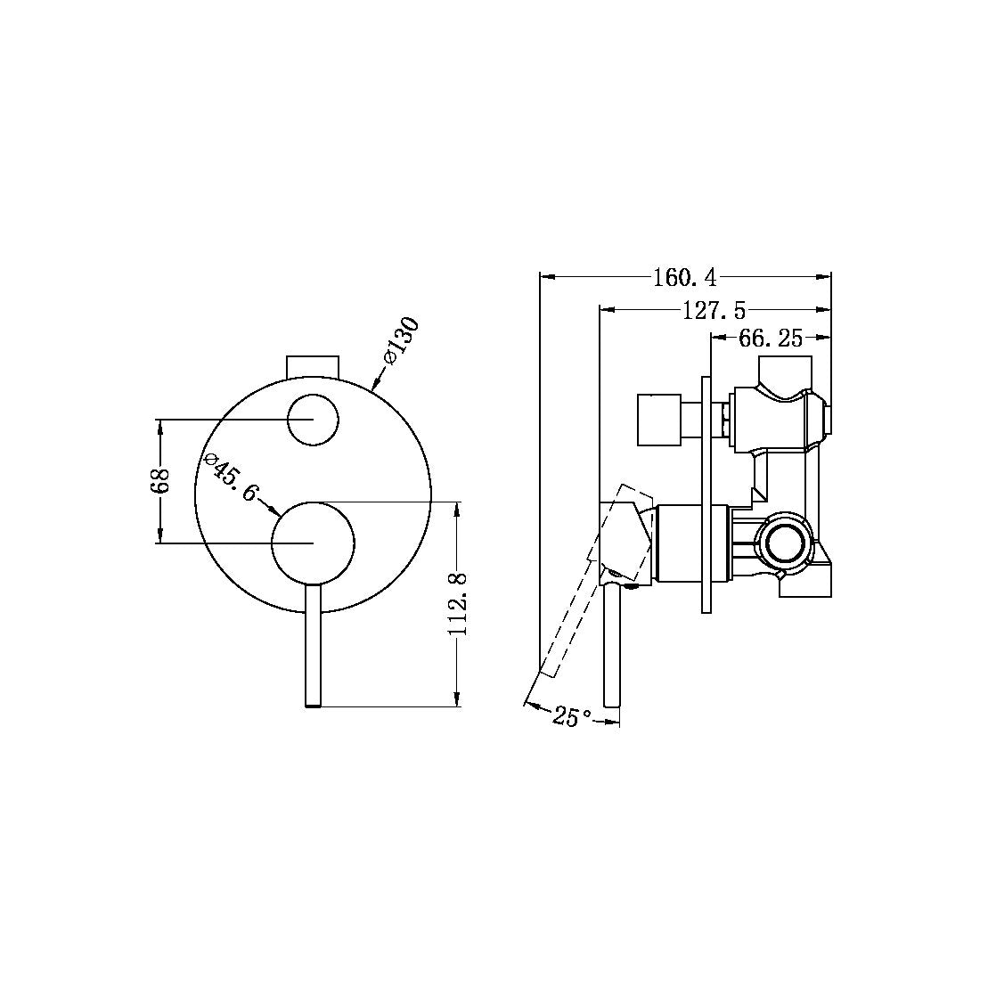 Nero Dolce Shower Mixer With Divertor Brushed Nickel (NR250811ABN)