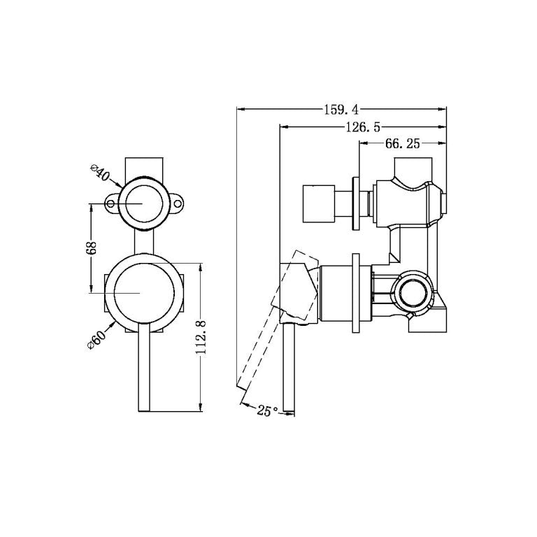 Nero Dolce Shower Mixer With Divertor Separate Back Plate Gun Metal (NR250811EGM)