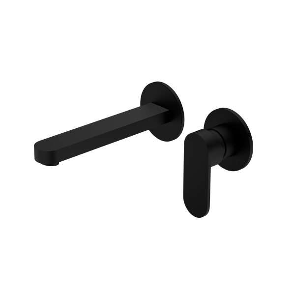 Nero Ecco Wall Basin/Bath Mixer Separate Back Plate Matte Black (NR301310BMB)