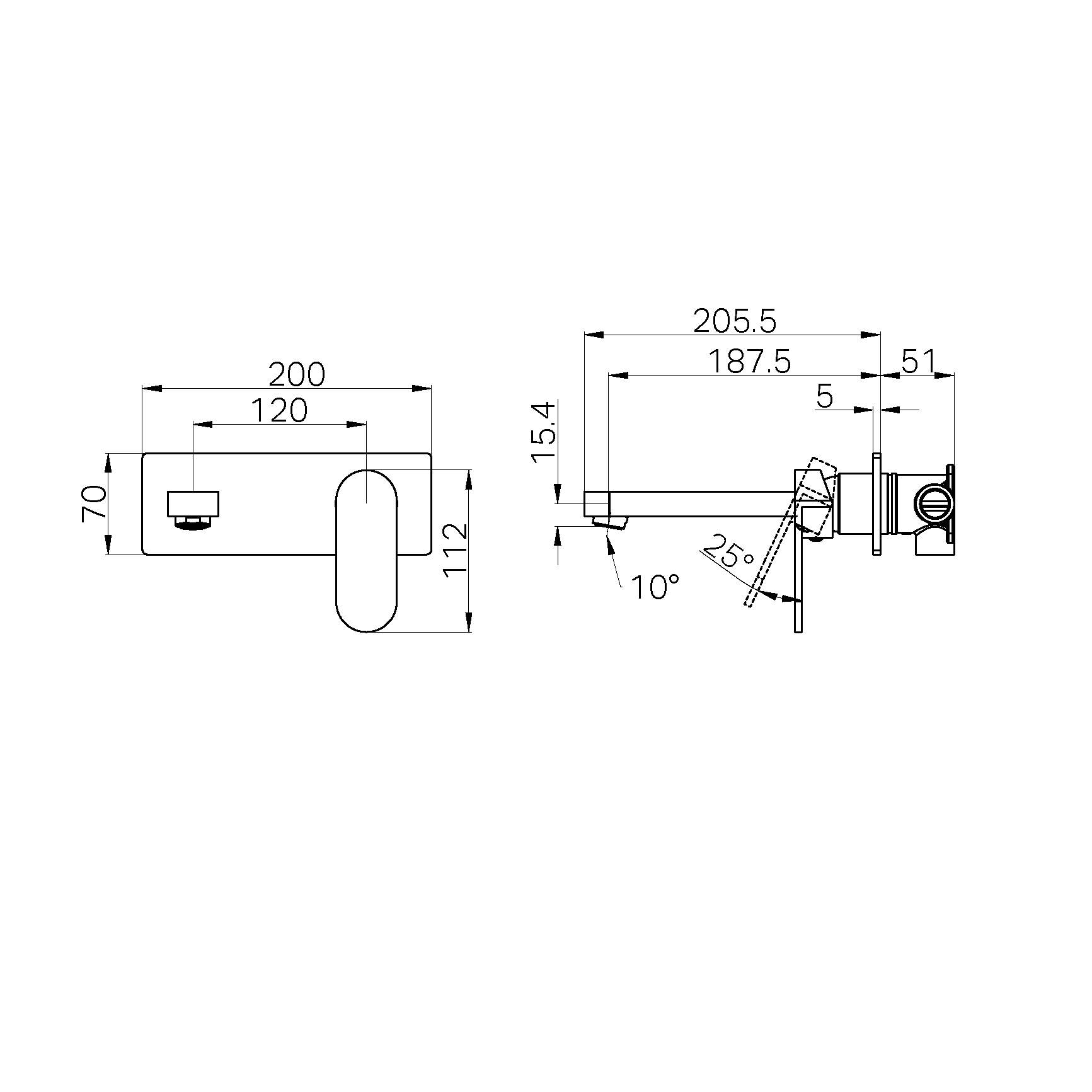 Nero Ecco Wall Basin/Bath Mixer Gun Metal (NR301310AGM)