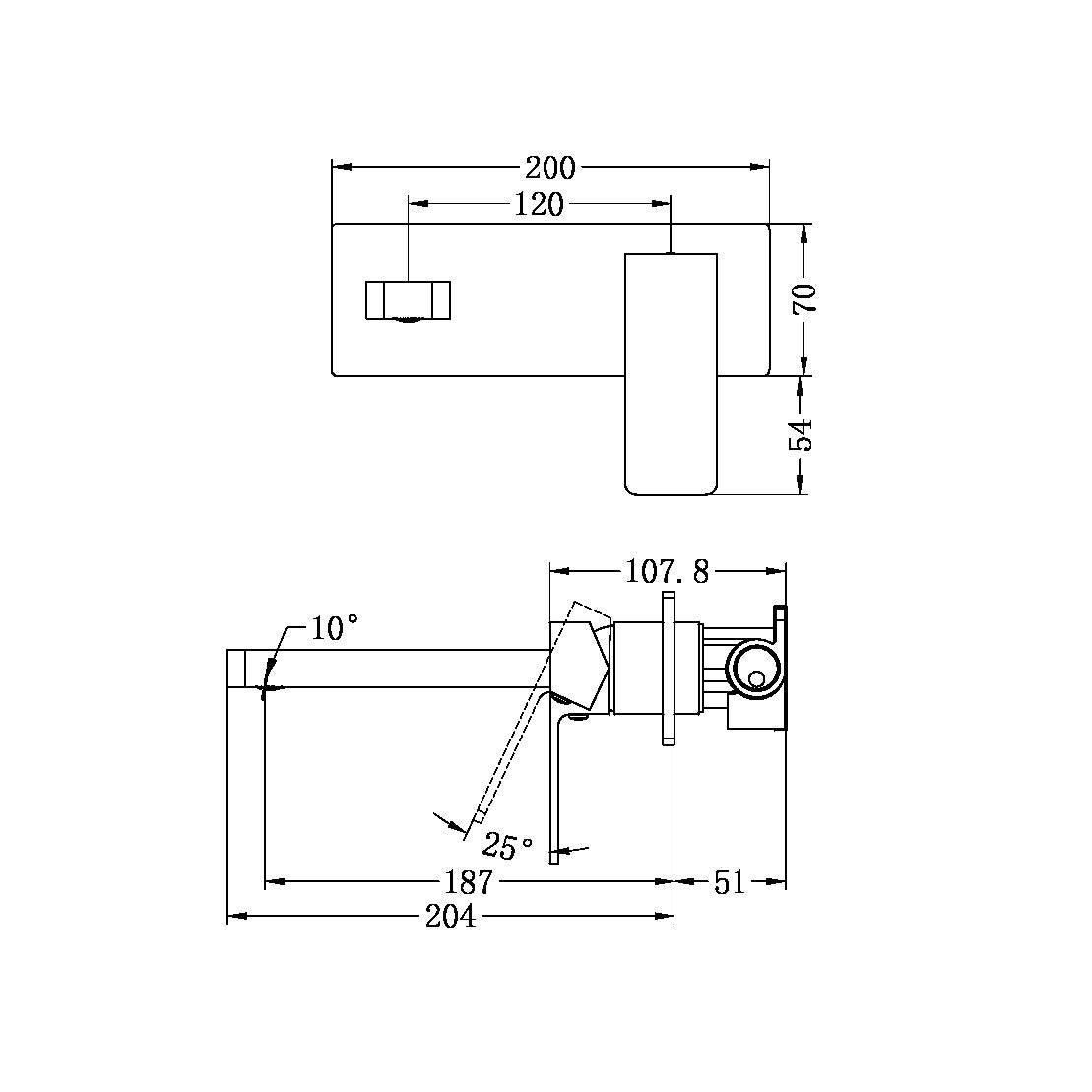 Nero Celia Wall Basin/Bath Mixer Brushed Nickel (NR301507ABN)