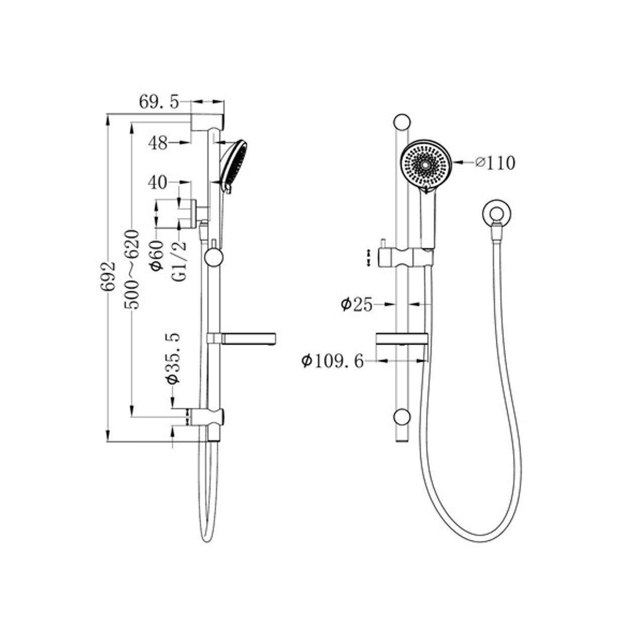 Nero Builder Project Rail Shower Chrome (NR315CH)