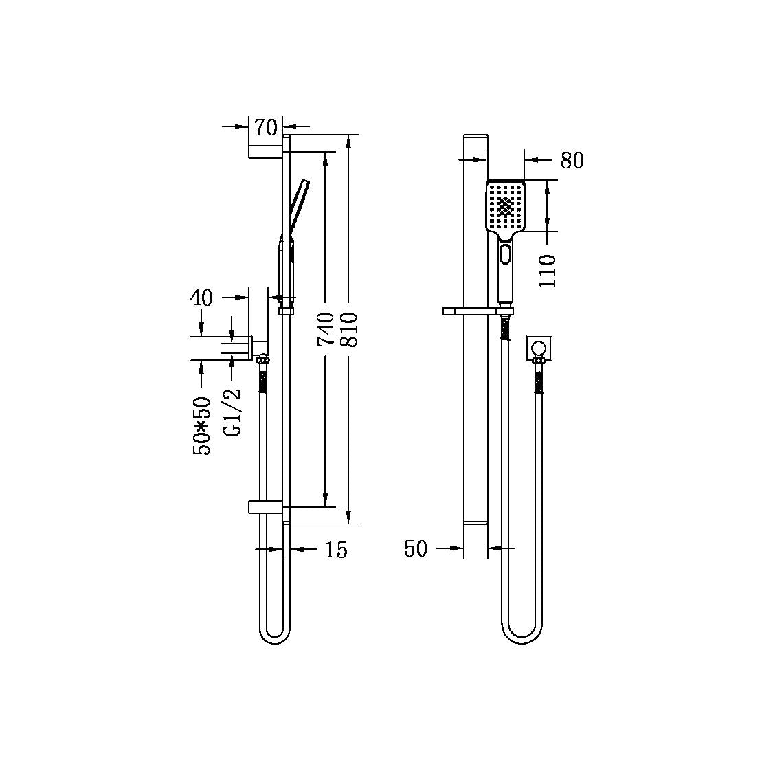 Nero Celia New Shower Rail Matte Black (NR316MB)