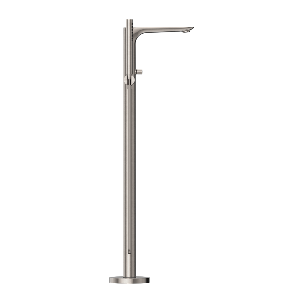 Nero Bianca Freestanding Bath Mixer With Hand Shower Brushed Nickel (NR321503ABN)