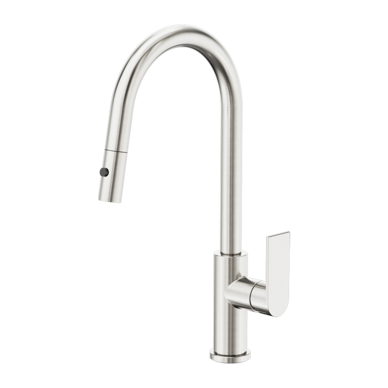 Nero Bianca Pull Out Sink Mixer With Vegie Spray Function Brushed Nickel (NR321508BN)