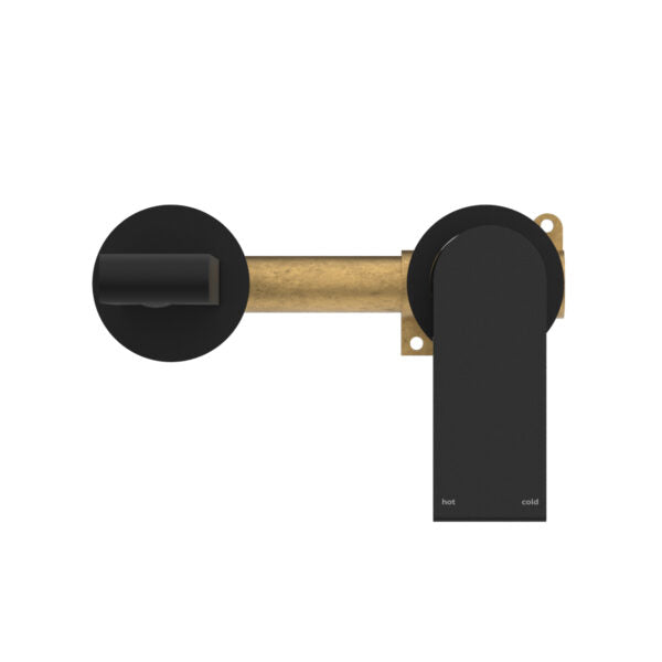 Nero Bianca Wall Basin/Bath Mixer Separate Back Plate 187/230 mm Matte Black