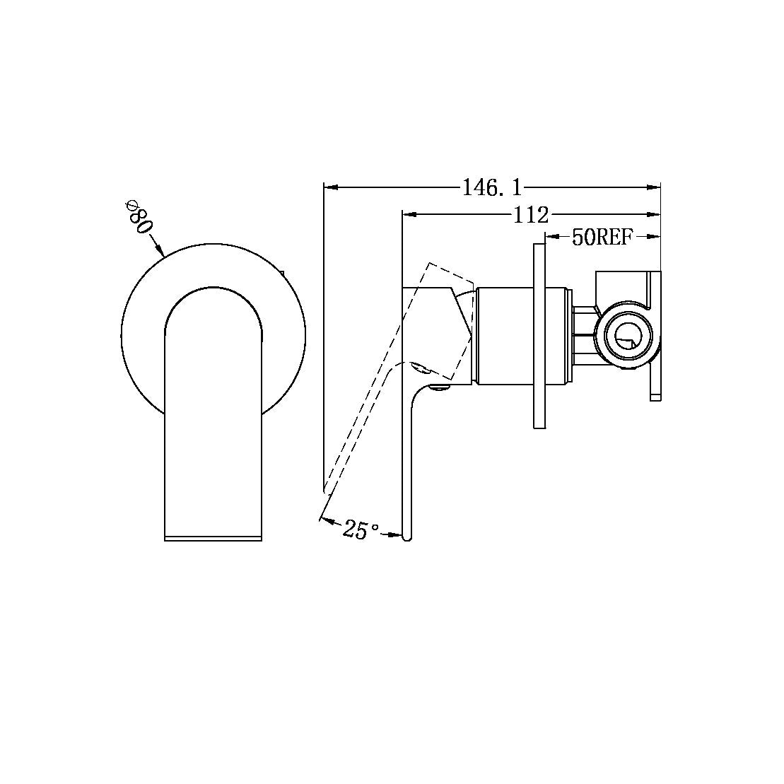 Nero Bianca Shower Mixer 80mm Plate Chrome (NR321511DCH)