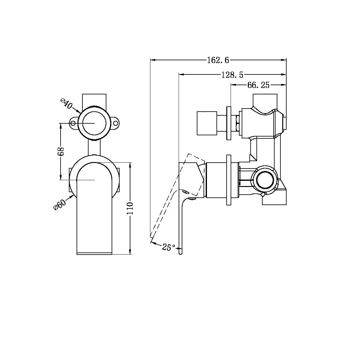Nero Bianca Shower Mixer With Divertor Separate Back Plate Gun Metal (NR321511GGM)