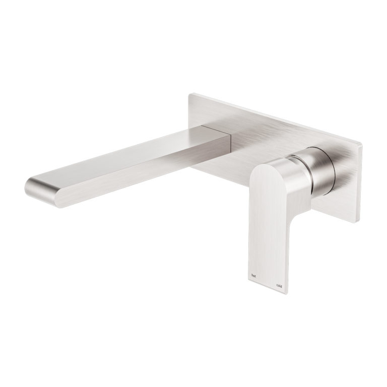 Nero Bianca Wall Basin/Bath Mixer 187/230 mm Brushed Nickel