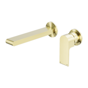 Nero Bianca Wall Basin/Bath Mixer Separate Back Plate 187/230 mm Brushed Gold